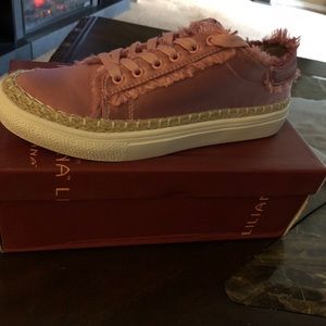 Soft Pink Frayed Satin & Hemp Sneaker